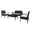 4PCS Rattan Sofa Bistro Set Outdoor Garden Patio Wicker Chairs Sofa Coffee Table