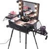 Studio Artist Train Rolling Makeup Case LED Light Mirror Adjustable Leg Lockable
