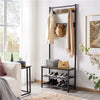 Coat Stand Shoe Rack with Shelves & Movable Hooks Storage Hall Entryway Bedroom