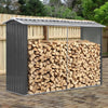 240cm Garden Log Store Metal Shed Outdoor Firewood Stacking Tool Storage House