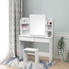 Dressing Table Mirror Makeup Table Bedroom Dresser Set 2 Drawers 4 Shelves