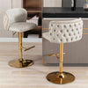Modern Set of 2 Bar Stools 360° Swivel Swivel PU Leather Pub Bar Chairs Beige QF