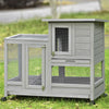 Wooden Rabbit Hutch Guinea Pig Hutches w/ Run Open Roof Small Animal Cage Grey