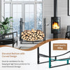 30” Fireplace Log Rack Wood Stacker Stand W/ 4 Tool Set Kindling Holders