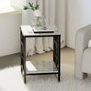 Modern Marble Coffee Table Thicken Pole Side Table Night Stand w/Storage Shelf