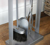 4pc Square Fire Companion Set Modern Silver Fireside Tools Coal Fire Wood Burner