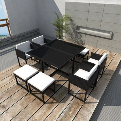 42762 21 Piece Outdoor Dining Set Black Poly Rattan (UK/IE/FI/NO Only) K6P6