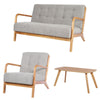 Upholstered Armchair Linen Sofa Couch Wood Frame Chair Matched Table Living Room