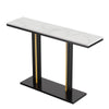 Rectangle Console Table Hall Marble Slate Accent Table with Large Pedestal Base