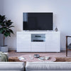 TV Stand White Cabinet Cupboard High Gloss Doors LED Light Entertainment Unit