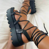 Womens shoes summer strap flat solid color platform platform Roman shoes Sandals