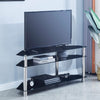 32" to 50" 3 Tier Black Tempered Glass TV Stand Floor Entertainment Unit Center