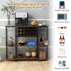 Wooden Kitchewn Wine Storage Rack Industrial Bar Buffet Table w/ Glass Holder