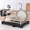 2Tier Rose Gold Dish Drainer Cutlery Cup Plates Holder Sink Rack Drip Tray Decor
