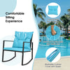 3 Pieces Rocking Bistro Set Outdoor Wicker Furniture Tempered Glass Coffee Table