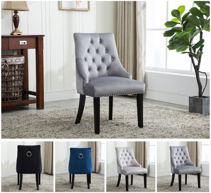 Tufted Velvet Fabric Studded Dining Chair Victoria Accent Side Chair