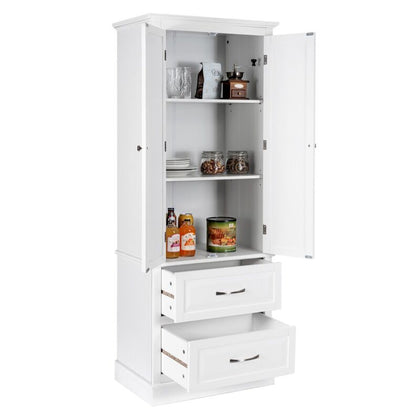 Bathroom Tall Cabinet Freestanding Storage Organizer Cupboard W/ 2 Large Drawers