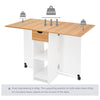 Mondeer Mobile Folding Dining Table Drop Leaf Table with 1 Drawer White & Oak