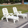 White Plastic Sunlounger Folding Garden Recliner Reclining Deck Chair Waterproof