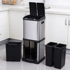 32L Kitchen Trash Can Recycle Pedal Bin w/ 3 Buckets Stainless Steel Garbage Bin