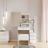 White Dressing Table Set with Stool Makeup Desk Sliding Mirror & 4 Drawers