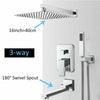 3-Way Conceal Shower Set Mixer Valve 16"Head Handheld Spray Bathtub Spout Chrome