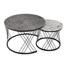 Round Coffee Table Set of 2 Side End Table Nesting Tables with Metal Frame BT