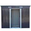 4'x6' Metal Outdoor Garden Tool Storage Shed Window House with Dual Door & Base
