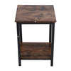 Retro 2 Tier Wooden Sofa Side Coffee Table with Shelf Storage Bedside Nightstand