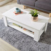 White Wooden Coffee Table With Lift Up Top Storage Area and Magazine Shelf