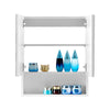 White Bathroom Mirror Cabinet Wall Mounted Storage LED Unit Corner Wooden Shelf