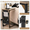 Set of 2 C-Shaped End Table Sofa Side Table W/ Charging Station & Side Storage
