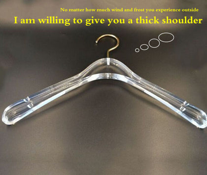 Retailshop Cloth Hanger Acrylic Suits Hanger with Gold Hook, Transparent