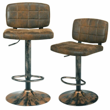 Set of 2 Bar Stools Adjustable Swivel Leather Pub Chair Kitchen Dining Chairs