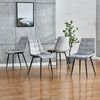 Set of 4 Grey Velvet Dining Chairs Kitchen Dinning Room Metal Leg Padded Modern