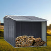 6ft*8ft Sliding Doors Apex Garden Lawn Tool Shed Firewood Organizer Steel House
