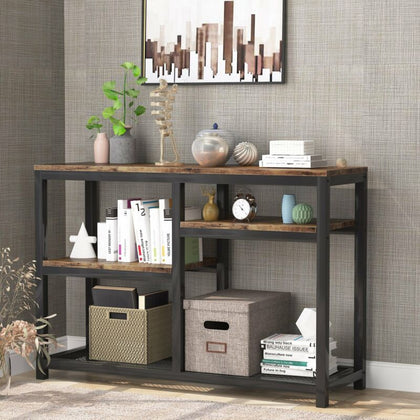 Media Console Entertainment Center Rustic Sofa Entryway Table with Storage Shelf