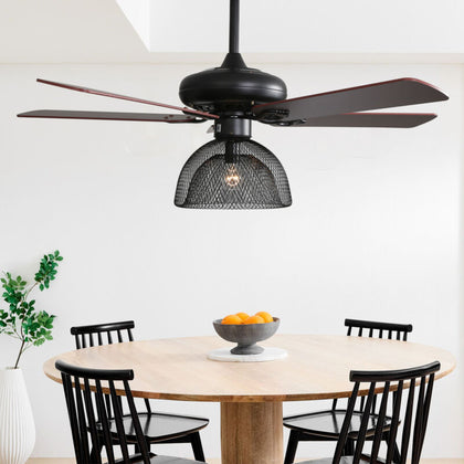 Industrial 52inch E27 Led Ceiling Fan Light with Remote Control Living Room Fans