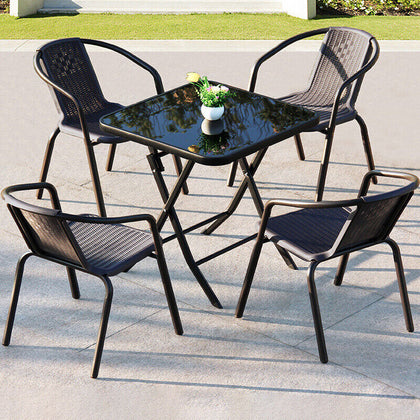 4/6 pcs Outdoor Stacking Plastic Rope Chair Metal Frame Chair Coffee Shop