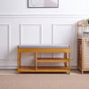 2 Tier Wooden Hallway Shoe Rack Storage Bench Bed End Stool Fabric Padded Seat