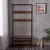 Coat Rack Stand and Shoe Storage Bench Metal Hall Tree with 3-Tier Shelf 8 Hooks