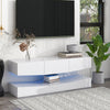 Modern Floating TV Wall Unit Cabinet TV Stand High Gloss White W/ RGB LED Lights