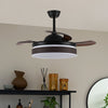 Ceiling Fan LED Light Retractable Blade Living Room Fan Light w/ Remote Control