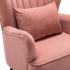 Smoky Pink Velvet Armchair Wing Back Velvet Tufted Cocktail Chair With Cushion