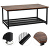 Coffee Table w/ Mesh Bottom Storage Wood Industrial Metal Side Table Livingroom