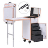 Foldable Manicure Nail Table/Makeup Case Trolley Salon Beauty Mirror W/Bluetooth