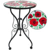 Iron/Glass Round Side Coffee Table Mosaic Design Garden Patio Flower Plant Stand