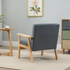 Wooden Single Seater Sofa Accent Chair Armchair Linen Fabric Living Room Grey
