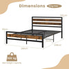 Industrial King Size Bed Frame Metal Platform Bed with Headboard and Footboard