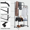 Industrial Pipe Clothing Garment Rack with Bottom Shelves Shoe Storage Display